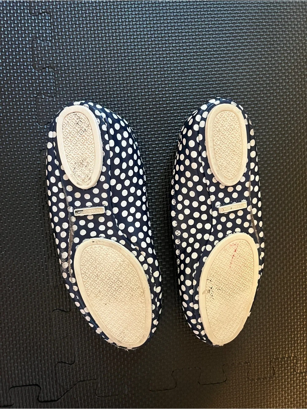 Tory Burch Navy and White Polka Dot Logo Ballet Flats Size 9.5